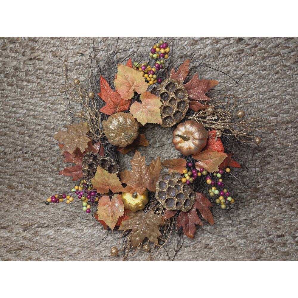 Autumn Fall WreathThanksgiving Halloween Front Door Decor Harvest Pumpkin 23"